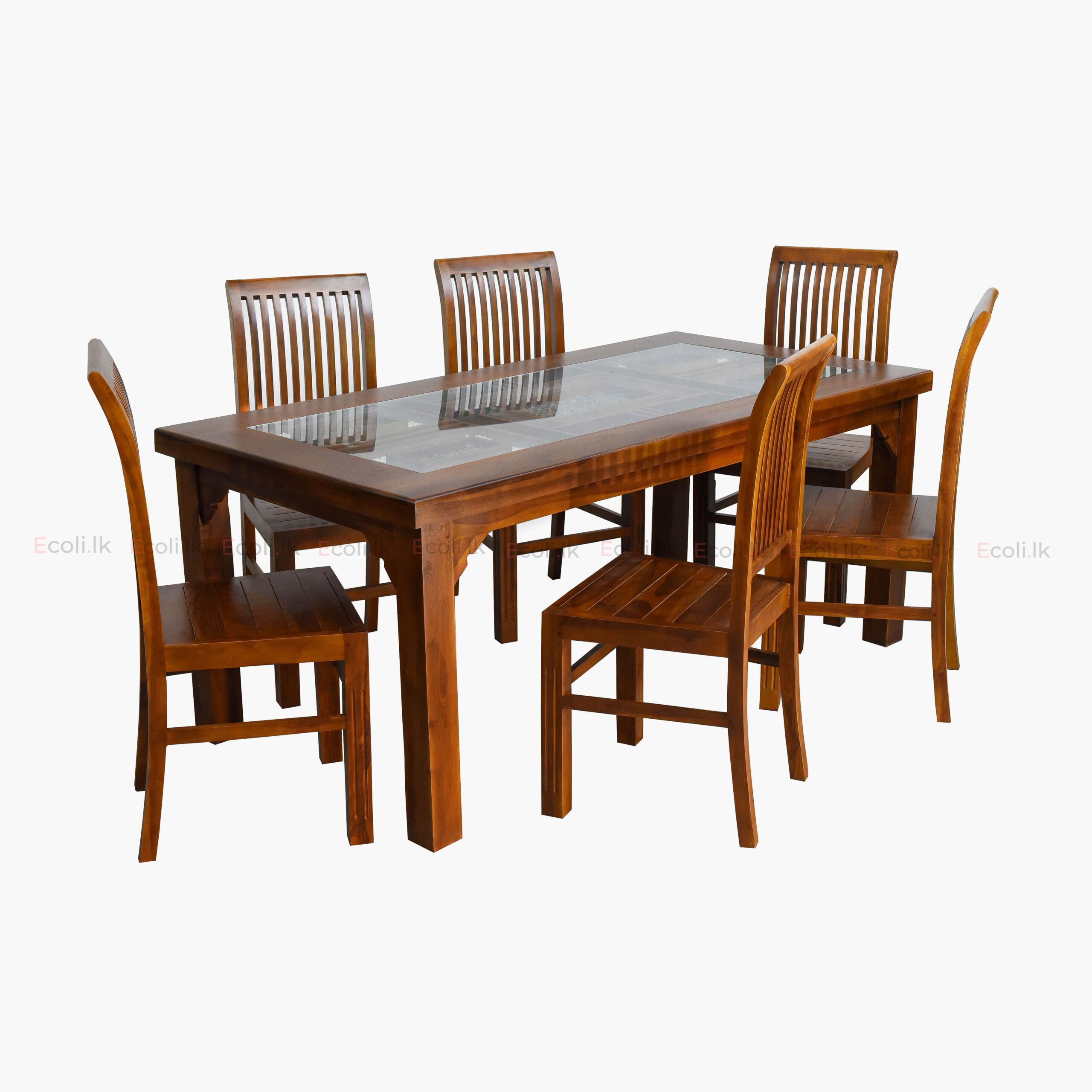 GLASS TABLE DINING SET – 6CH